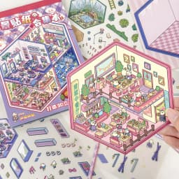 HEYBAO Anniversary Mini Scene Book | Japanese Retro Comic Stickers & Cards, for Journal & Scrapbook Decor