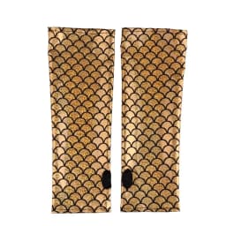 Women Mermaid Costume Fish Scale Pattern Printed Fingerless Long Gloves Arm Sleeves Adult Halloween Cosplay Costume Accessory