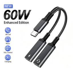 2 in 1 USB C Headphone And Charger Adapter Type C Dual Port Aux Audio Cable Fast Charging For iPhone 17 Samsung Phone Splitter