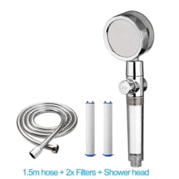 ZhangJi New Propeller Driven Shower Head with Stop Button and Cotton Filter Turbocharged High Pressure Handheld Shower Nozzle