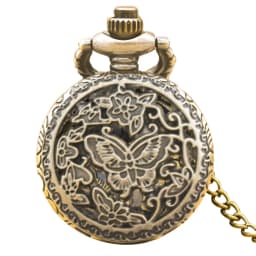 Small, Retro Bronze Steampunk Dragonfly Engraved Small Quartz Pocket Watch Necklace Pendant Clock Chain Men And Women Chain Gift