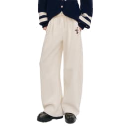 ELFSACK 2025 Winter New Arrivals Casual Loose Solid Colour Floor Length Straight Leg Pants For Women