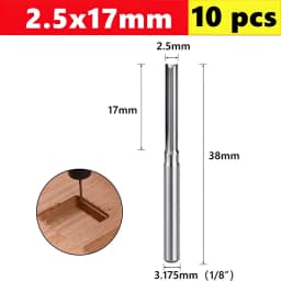 10pcs Carbide End Mill  3.175mm （1/8）Shank 2 Flute Straight Slot Milling Cutter MDF Plastic Wood Cutter CNC Machine Router Bit