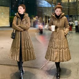 Long Down Cotton Coats Womens Black Parkas 2025 New Winter Warm Jacket Female Hooded Cotton-padded Coat Thicken Warm Puffer Coat