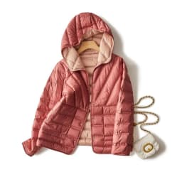 Schinteon Women light White Duck Down Jacket Coat with Hood Double-sided Wearing Casual Simple High Quality Outwear 2023 New