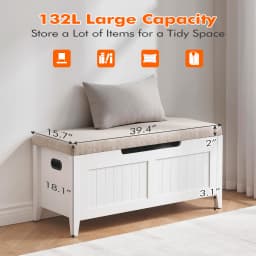 Storage Bench, 39.4” Wooden Chest Storage Box with 2 Safety Hinges, Entryway Benches with Flip-Top, Large Trunk for Living Room,