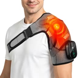Heated Shoulder Massager Wrap Electric Vibration Massage Support Strap Smart LED Display Cordless Heating Pad Muscle Relaxation