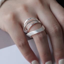 PANJBJ  925 Sterling Silver Double Layer Ring for Women Girl Gift Geometry Hollowing Out Minimalism Fashion Jewelry Wholesale