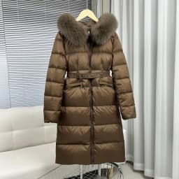 White Duck down Parka Women's Thickened Mid-Length Coat with Large Fur Collar Casual Style Warm Filling Autumn Winter New Arr...