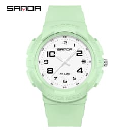 Sanda 9074 Trendy Design Soft Student Watch TPU Strap 50M Depth Waterproof Quartz Movement Children Fashion Sports Wrist Watch