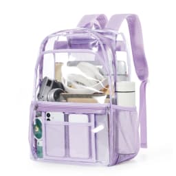 Clear Polyester Backpack - Stylish Transparent Daypack for School Multipocket Transparent Backpack Casual Modern Aesthetic Bag 