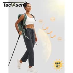 TACVASEN Womens Quick Dry Adjustable Ankle Hiking Pants UPF50+ Water Resistant Stretch Cargo Trousers 4 Pockets Athletic Pants