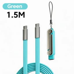 240W PD Fast Charging Type-C Cable USB-C to USB-C with Foldable Stand Phone Adapter Silicone Cord for iPhone 17