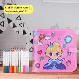 Children's drawing and writing blackboard book can be repeatedly wiped and used (12 color watercolor pen included)