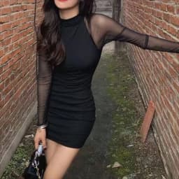 Mesh Patchwork Half High Neck Women Dresses Black Fashion See Through Long Sleeve Skinny Clubwear Female Mini Dress Bodycon