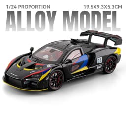 1:24 Senna GTR 720S Miniature Model Alloy Diecast Sports Car Toys Front Wheel Steering Sound Light Pull Back Boys Festival Gifts