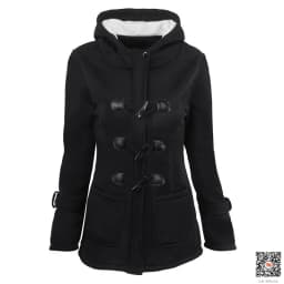 Long Cotton Jacket Women's Winter Coat Warm Overcoat Thickened Fleece Lined Slim Fit Hooded Button Front Closure Ladies Coat