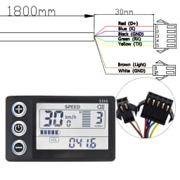 UART2 24V 36V 48V S866 Electric Bike LCD Display Meter E Scooter LCD Panel With USB UART For Mountain Electric Bike Parts (5PIN)