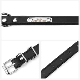 Engraved Name Tag Pet Dog Collar for Small Medium Large Dogs Custom ID Nameplate Soft PU Leather Puppy Cat Dog Collar Supplies