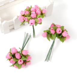 12Pcs Mini Artificial Rose Flowers Bouquet Silk Fake Flowers For Home Decor DIY Wedding Decoration Craft Wreath Gift Accessories