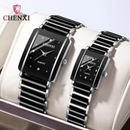 CHENXI 104A Brand Men Quartz Watch Elegant Square Dial Reloj Ceramic Strap Waterproof Simple Montre Lady Fashion Couple Watches