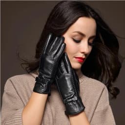 100% High Quality Real Leather Gloves Touch Screen Gloves Women Sheepskin Gloves Thicken Warm Brown Lady Warm Fleece Mittens