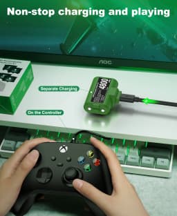 BEBONCOOL for Xbox One/SeriesX|S Controller Batteries 2 X 4800mWh Pack Play and Charge Kit USB-C Charging Cable/4 Covers