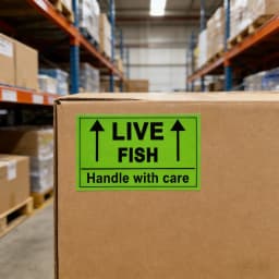 250 pcs Live Fish Stickers Shipping Labels, 2 X 3 Inch Fluorescent Green Please Handle with Care Stickers