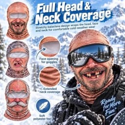 Old Man Ski Mask Funny Realistic Face Balaclava 3D Printed Full Face Winter With Neck Coverage