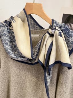 Silk Velvet Printed Scarf Women's Versatile Long Stripe Elegance Carriage Neck Protection Thin Style Spring Autumn Scarf Shawl