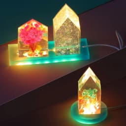Silicone Mold with LED Light Set for Resin Crafts LED Lights Display Base Round Square Lighted Stand for Crystal Art