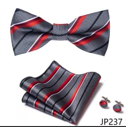 Great Quality Silver Office Butterfly Hanky Cufflink Set Bowtie For Men Geometric Hombre Formal Clothing