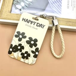 1 Pcs Simple Black And White Flowers Card Holder Campus Student Card Work Permit Bank Card Bus Card ABS Plastic Card Cover