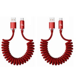 NNBILI 1-2PCS 120W Car USBA to USB C Fast Charging For Samsung S26 Xiaomi Huawei USBC To USB C Spring Cable For iPhone 18 17