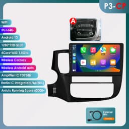 Hizpo 2 Din Android 13 For Mitsubishi Outlander 3 2012-2018 Car Multimedia Player Stereo CarPlay Navigation GPS Octa Core 7862