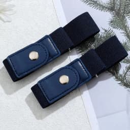 2pcs Set No Buckle Elastic Belt for Women Men Unisex Stretch Belt for Pants Jeans Casual Buckle Free Adjustable Invisible Belts