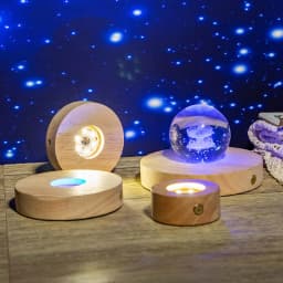 8cm LED Base Light Display Stand for Crystal 3D Photo Glass Art Tumbler RGB Multicolor Lighting Battery Powered or USB Plug in