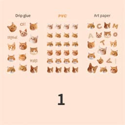 Mr Paper, Cute Cat Head Flat Stickers Cartoon Animal DIY Manual Decoration Stickers Kawaii Stationery Stickers for Phone Case