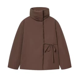 HXAO Women's Winter Jacket Parkas Padding Quilted Jacket Woman Warm High Neck Short Padded Jacket Tied Long Sleeve Coat Ladies