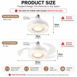 Smart LED Ceiling Fan Light 48W Energy Efficient with Remote Control 3 Speed Options 2/4H Timer for Living Room Bedroom E27
