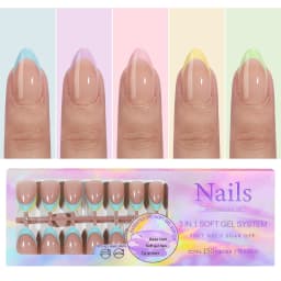 150pcs Multi-size False Nail Press On Acrylic Nails Almond French Wearing Armor Removable Convenient 6 Colors Fake Nail