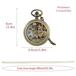 Vintage Bronze Exquisite Cool Wolf Carved Quartz Pocket Watch Necklace Watch Pendant Pocket Watch Unisex Timepiece