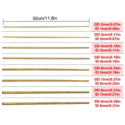 Brass Tubes DIY Pipe Round Diameter 2/3/4/5/6/7/8/9/10/12mm Length 300mm Long 0.5mm Wall Brass Tube Modelmaking Rod Cutting Tool