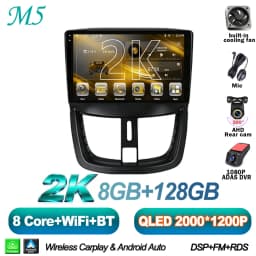 Android 16 7/9 Inch For Peugeot 206+ 207 207CC 2006 - 2015 Stereo Head Unit 2K QLED GPS Navigation Touch Screen 5G RDS 8 Core