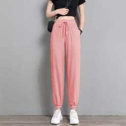 Hot Women's Wide Leg Pants Ice Silk Sweatpants Loose Bunched Feet Loose Leggings Thin Casual Sanitary Elastic Slacks Pants