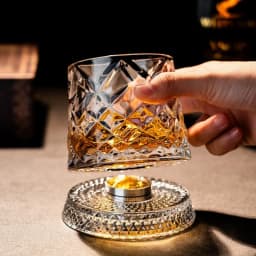 2PCS Whiskey Glasses Rotating Whisky Glass With Glass Base 360 Rotate Degrees Crystal Rum Glass For Cocktail Party Drinking Gift
