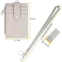 1Piece Neck Hanging Zipper Card Storage Box PU Leather Portable Lightweight Card Holder Teacher Student Work Supplies