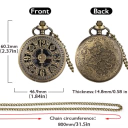Bronze Retro Poker Cards Skull Design Ghost Display Steampunk Quartz Pocket Watch Fob Vintage Antique Clock with 80cm/38cm Chain
