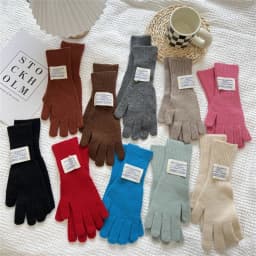 Women's Pure Color Knitted Woolen Gloves Winter Windbreaks Student Riding Split Finger Thick Warm Gloves Couple Christmas Gifts