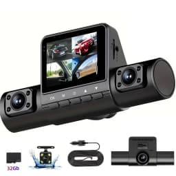 4 Lens Dash Cam 1080P Full HD 360 All Around View Car DVR 3 16 Inch IPS Screen Dashboard Camera Super Night Vision G Sensor Loop Recording Support Laptop Connection Professional Vehicle Driving Recorder Complete Interior Exterior Safety
